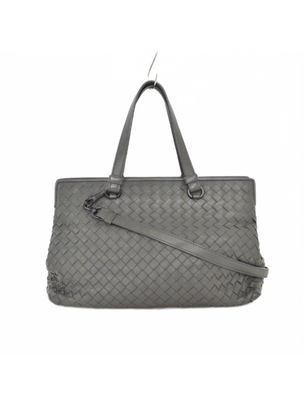 Bottega Veneta Intrecciato Nappa Medium Top Handle Shoulder Bag 2-Way Gray